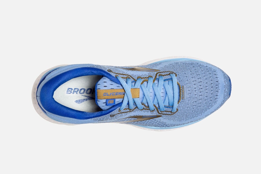 Brooks Glycerin 18 Road Running Shoes - Womens - Blue/Gold - PX7265341